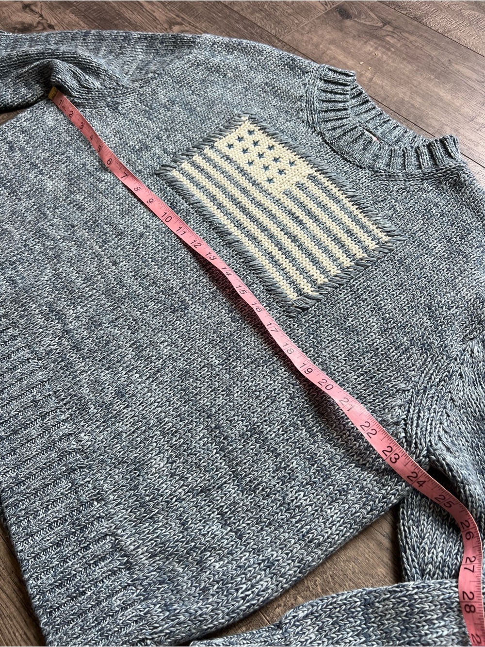 TUCKERNUCK Marled Blue Cotton Americana Flag Sweater - Picture 12 of 15
